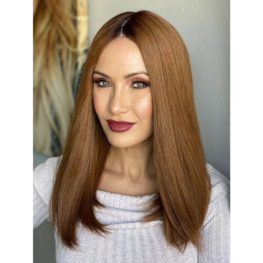 19" Nicole Silk Top Wig Copper w/ Partial Rooting