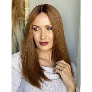 19" Nicole Silk Top Wig Copper w/ Partial Rooting
