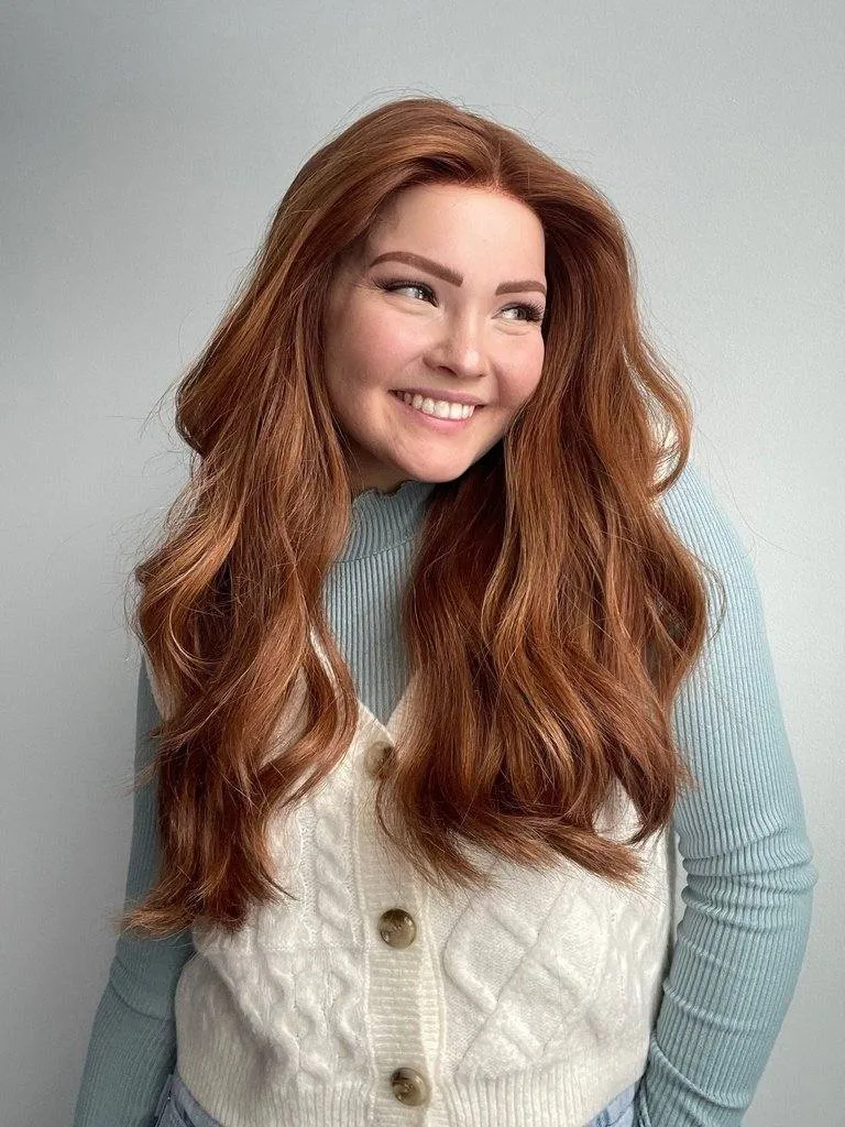 24" Gisele Silk Top Wig Copper w/ Toning & Full Highlight Wavy