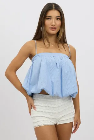 Blue Stripe Bubble Cami Sleeveless Baydoll  Balloon Volume