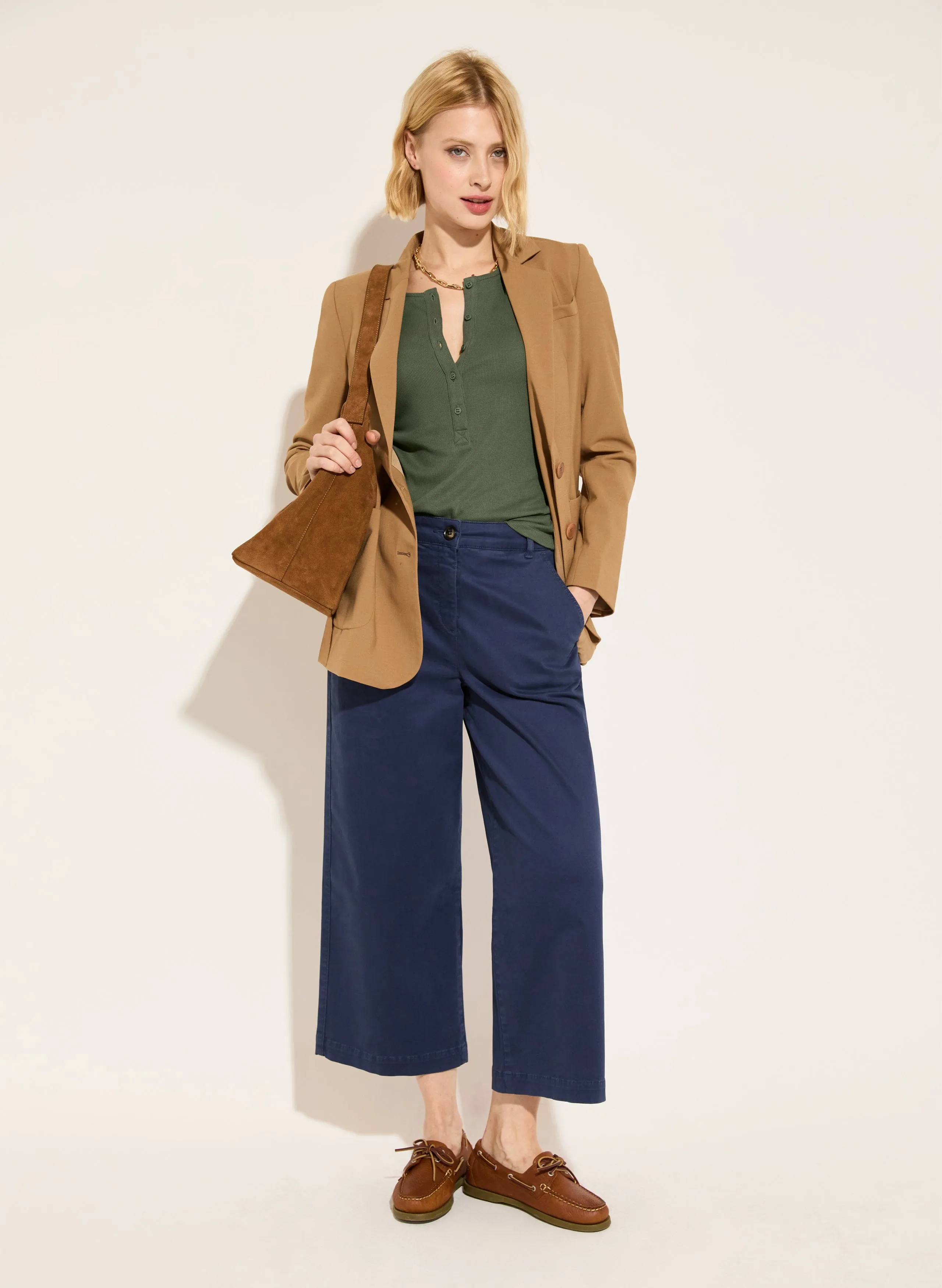 Brielle Organic Cotton Wide Leg Trousers | Deep Indigo