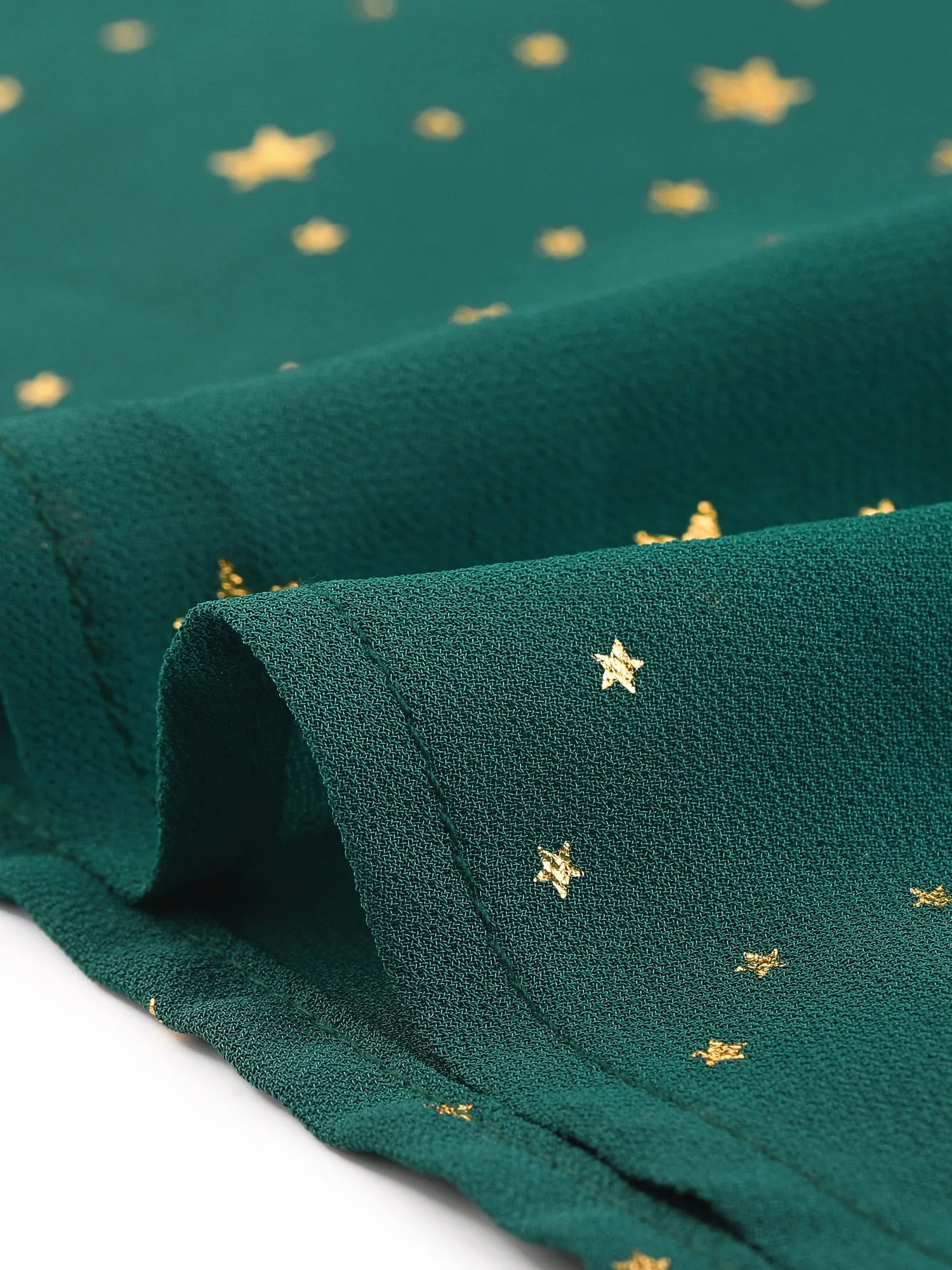 Chiffon V-Neck Smocked Waist Party Metallic Stars Short Dress