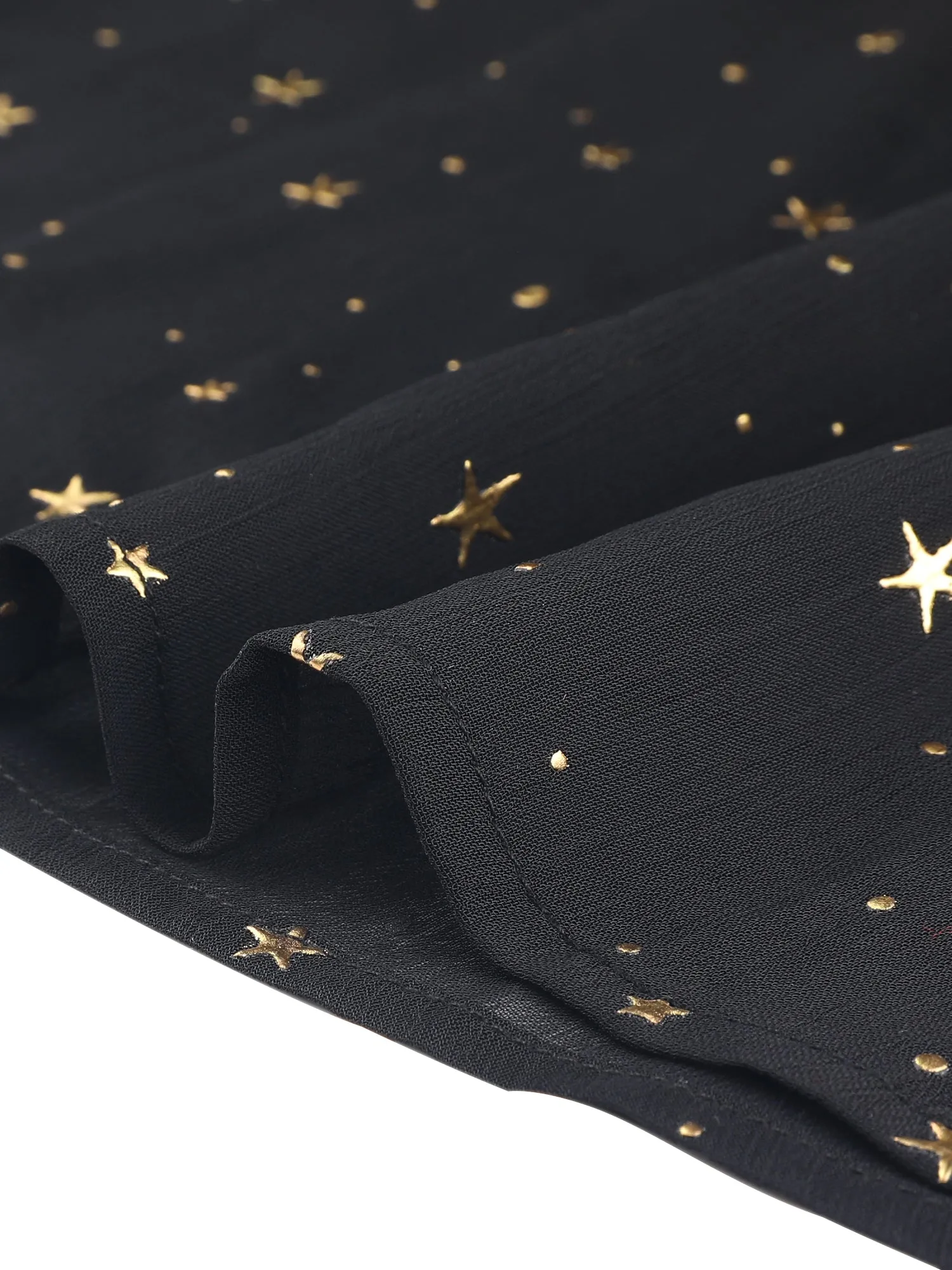 Chiffon V-Neck Smocked Waist Party Metallic Stars Short Dress