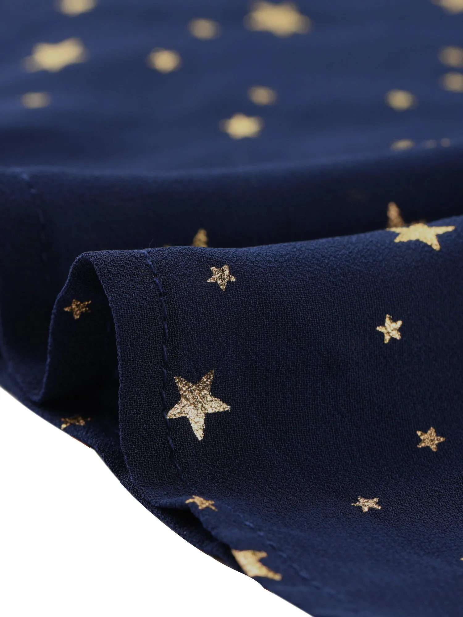 Chiffon V-Neck Smocked Waist Party Metallic Stars Short Dress