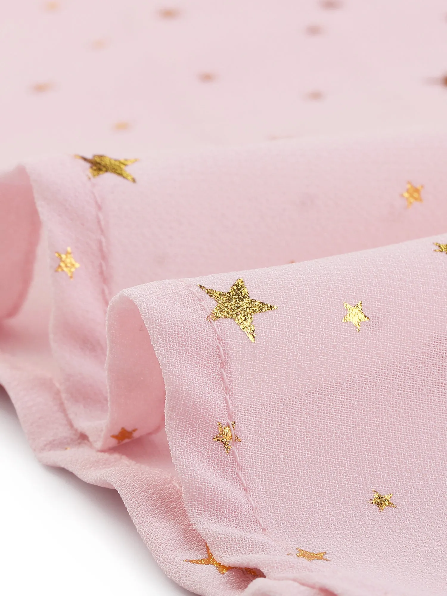 Chiffon V-Neck Smocked Waist Party Metallic Stars Short Dress