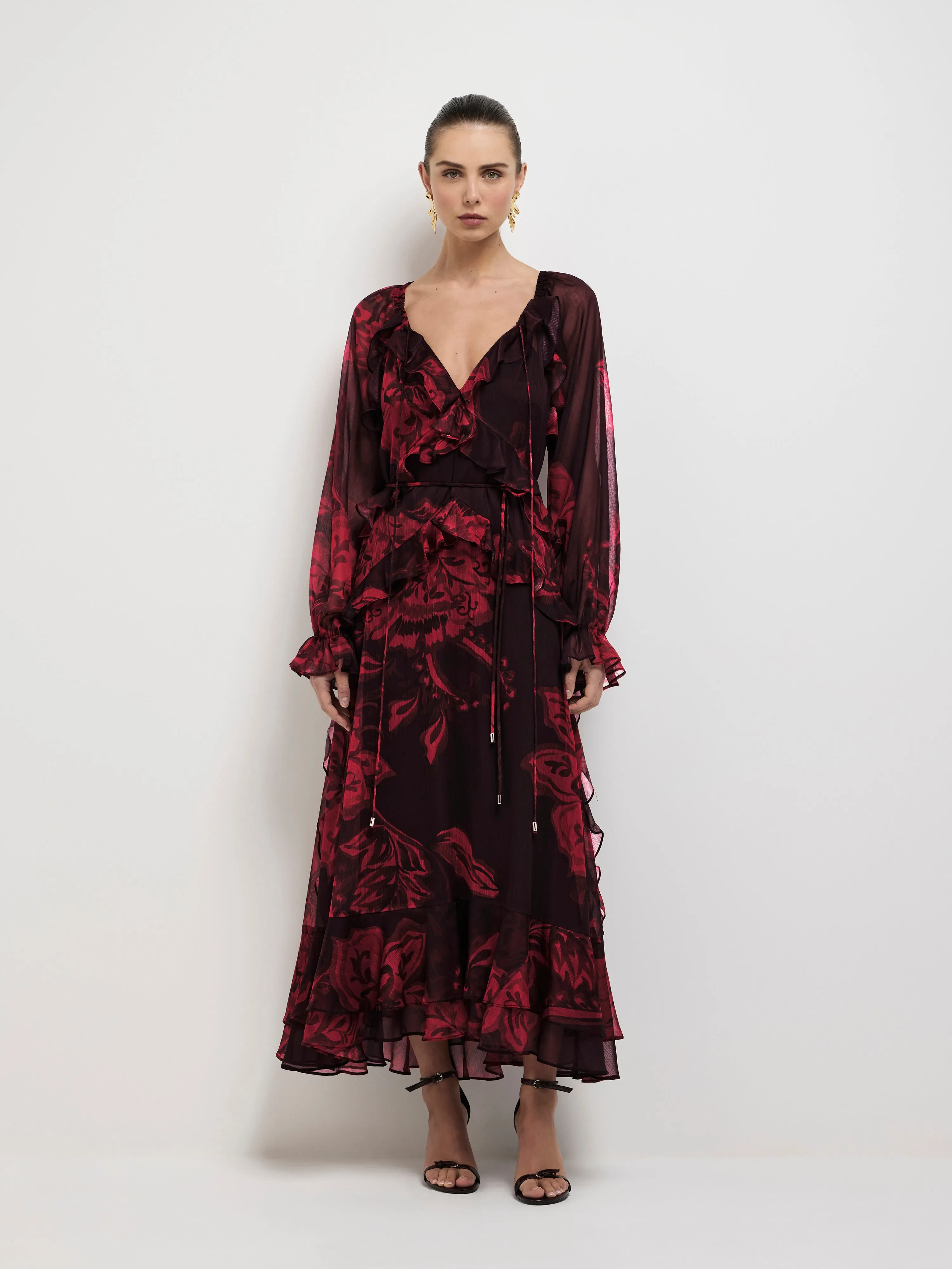 CHINTZ LONG SLEEVE DRESS