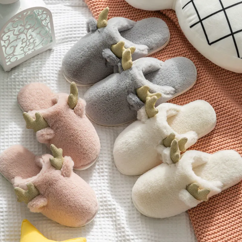 Cute Antler Cotton slippers