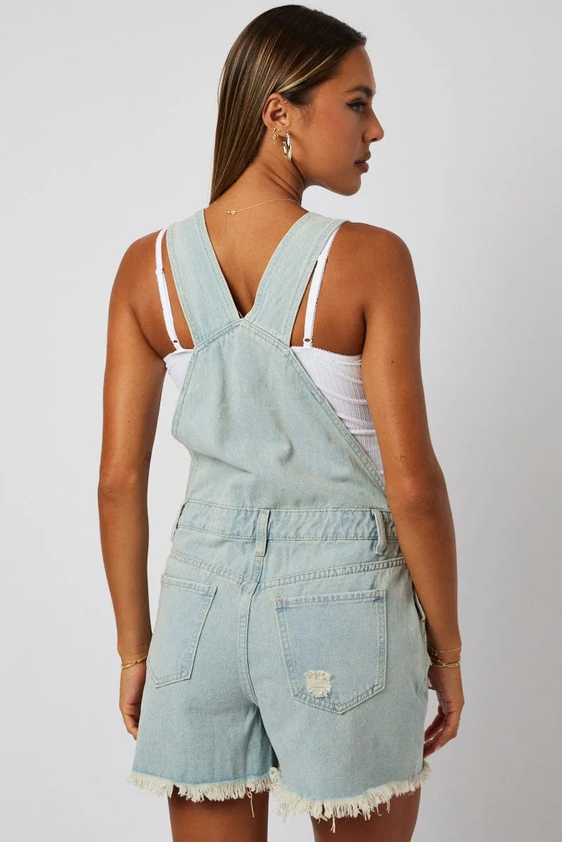 Denim Short Dungaree Ripped