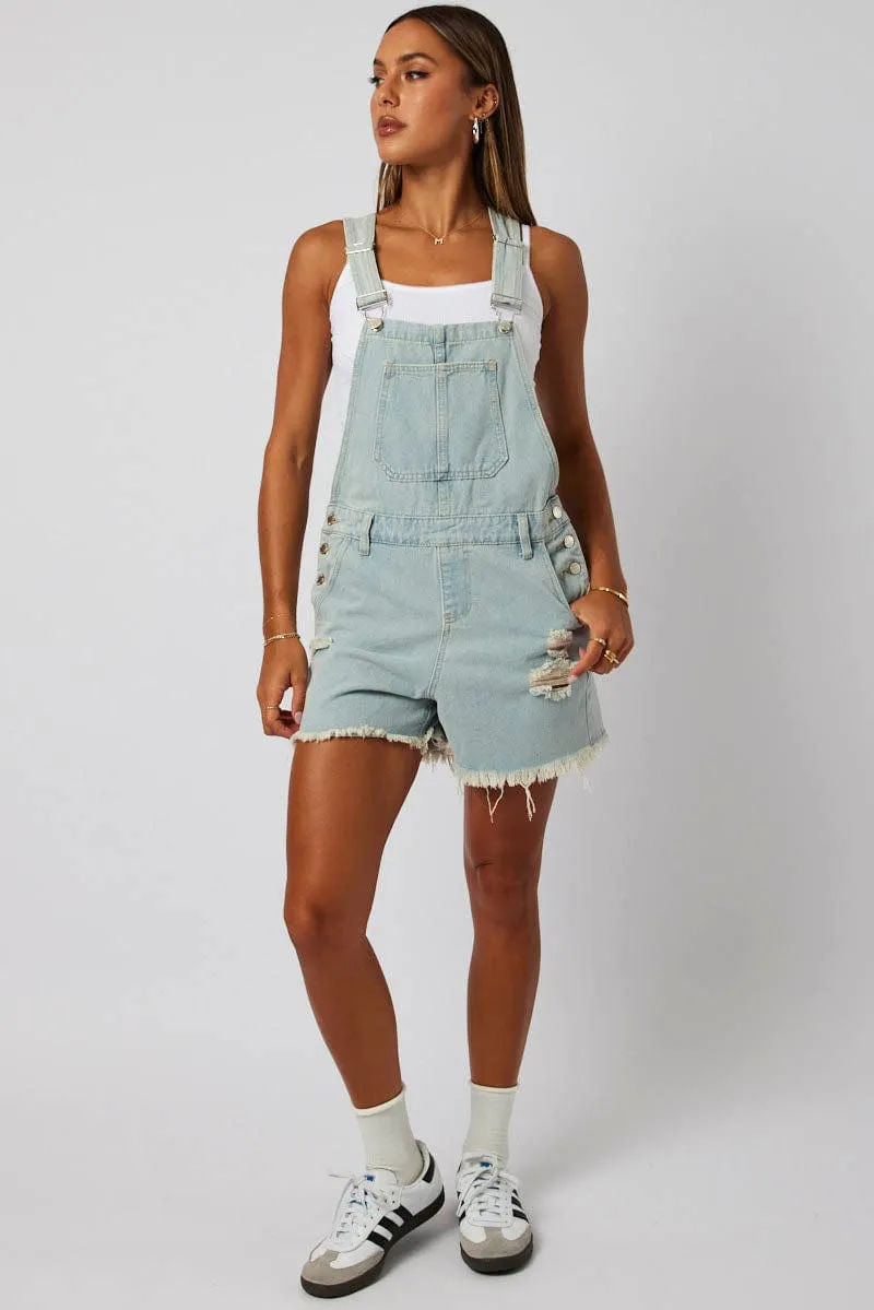 Denim Short Dungaree Ripped