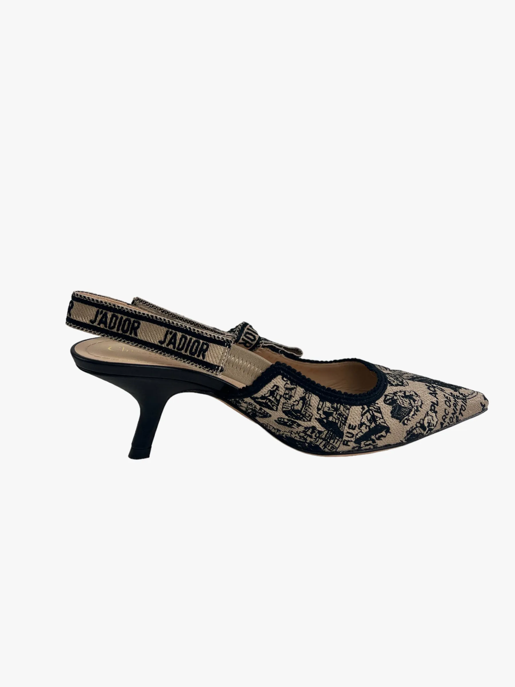 Dior J'Adior Sling 65 Size UK 4 Plan de Paris Print Shoes