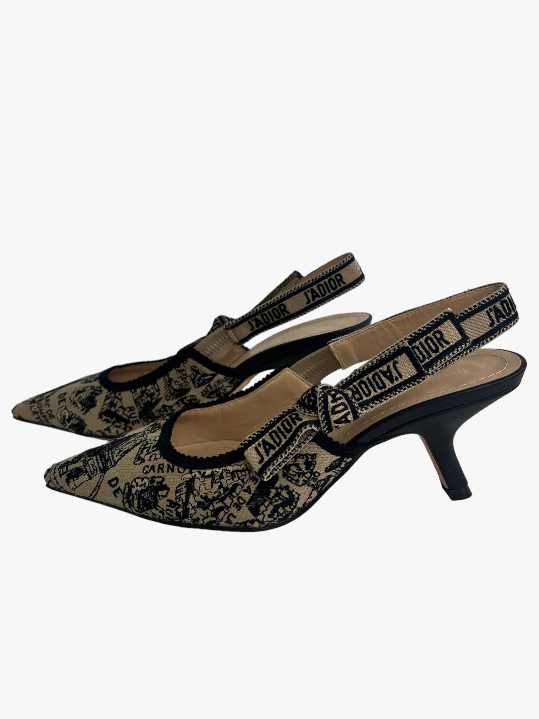 Dior J'Adior Sling 65 Size UK 4 Plan de Paris Print Shoes