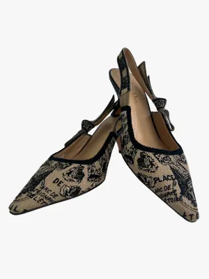 Dior J'Adior Sling 65 Size UK 4 Plan de Paris Print Shoes