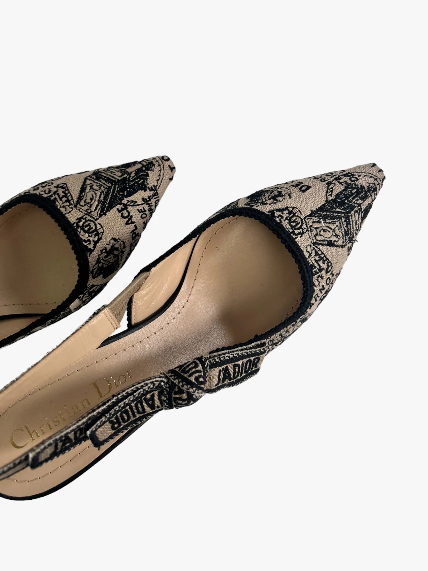 Dior J'Adior Sling 65 Size UK 4 Plan de Paris Print Shoes