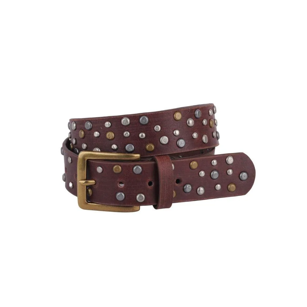 Distressed Studded Leather Belt
