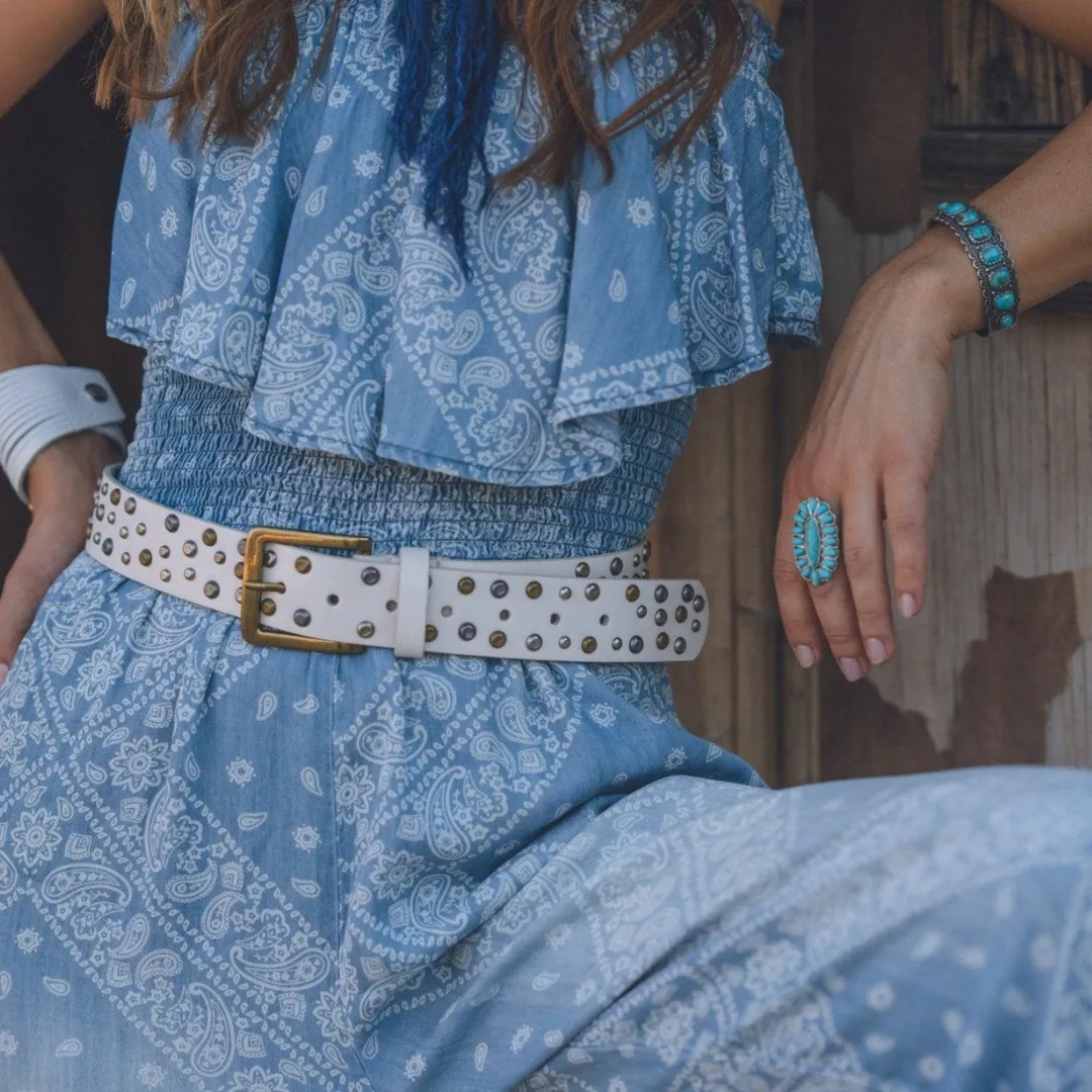 Distressed Studded Leather Belt