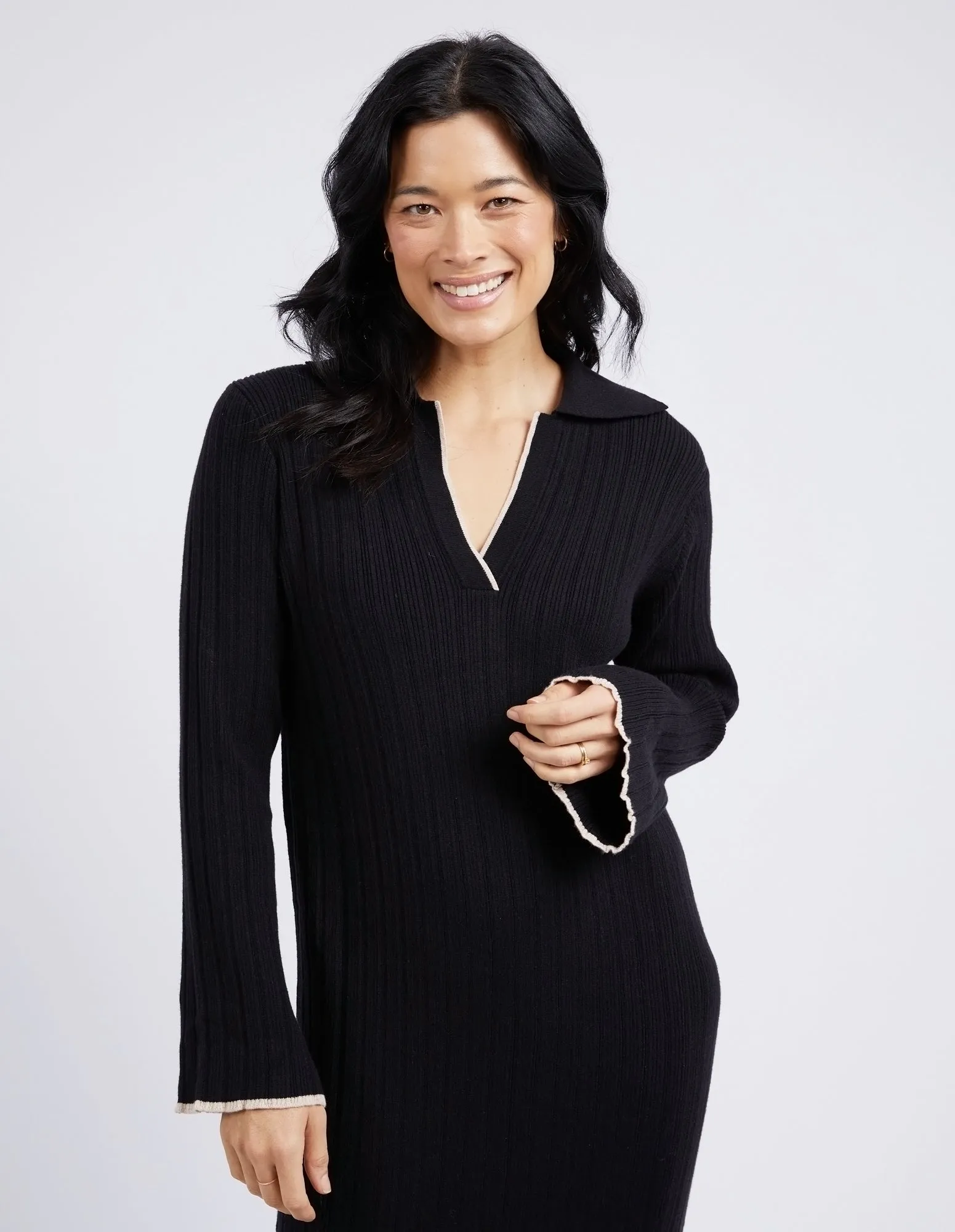 Elm Maple Knit Dress Black