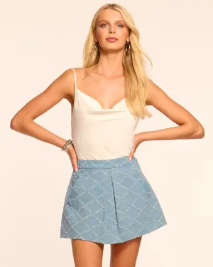 Elodie Embellished Denim Mini Skirt