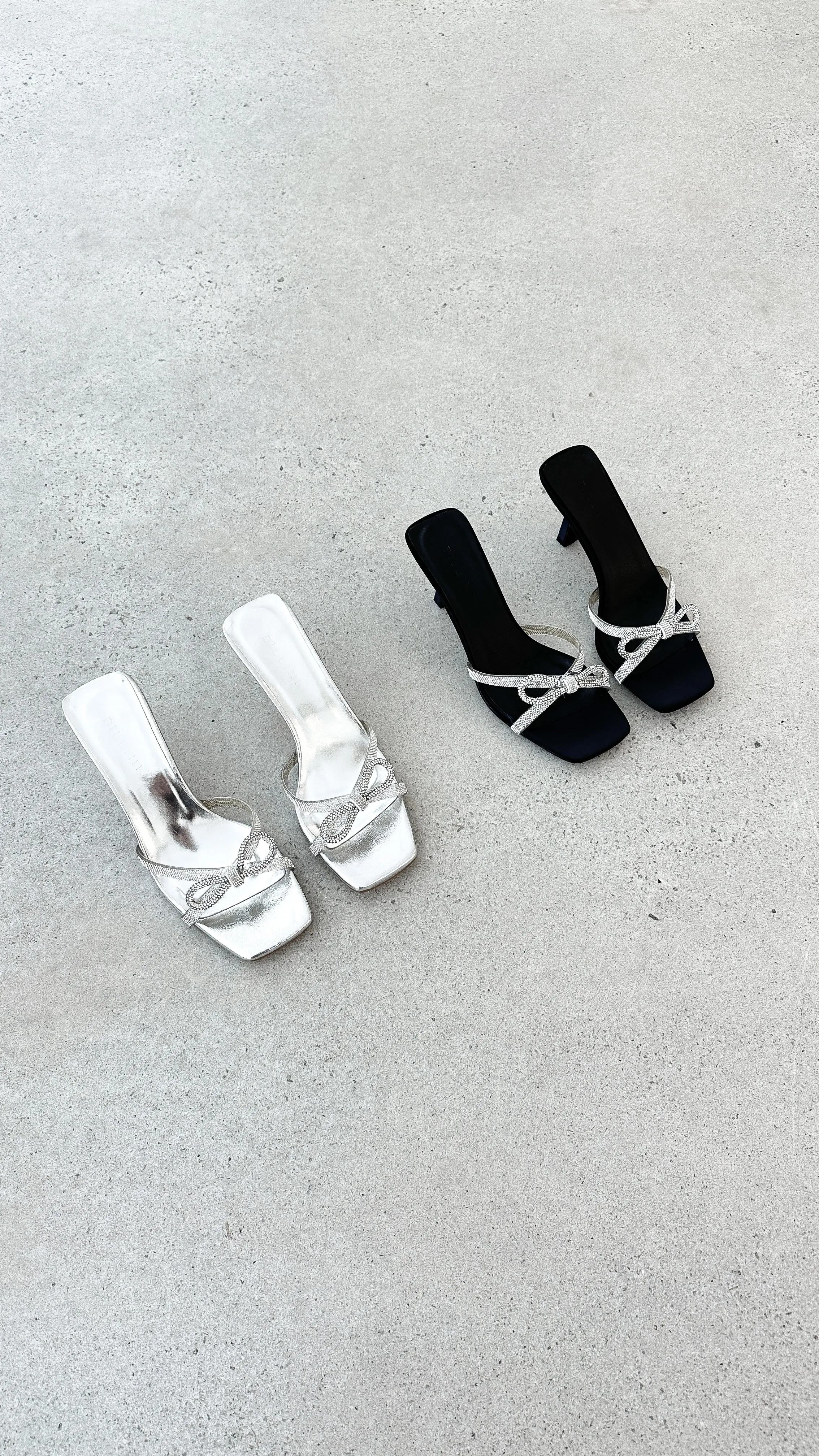 Fabia Heel - Silver Metallic Diamante