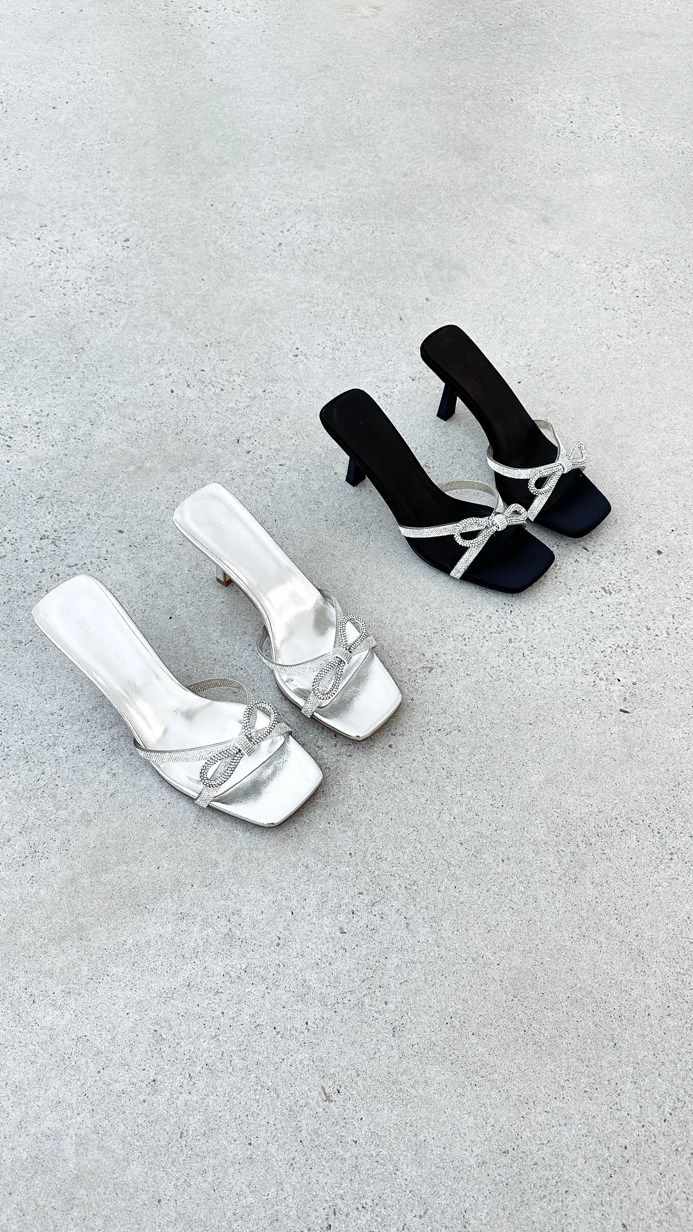 Fabia Heel - Silver Metallic Diamante