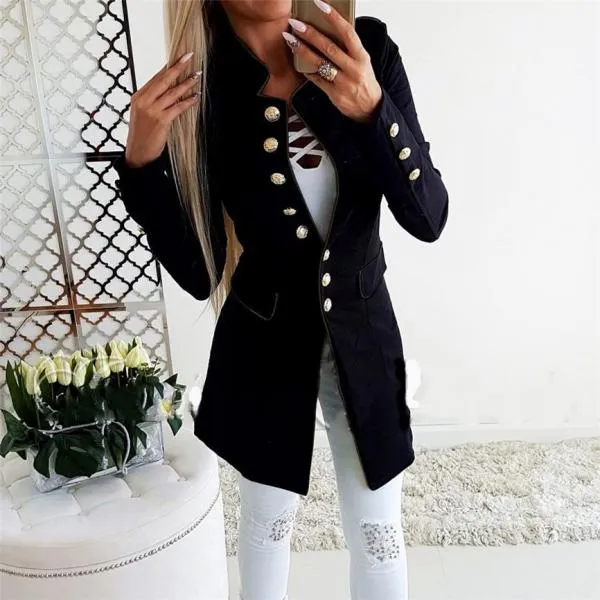 Fashion Simple Office Lady Lapel Suit Coat