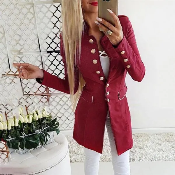 Fashion Simple Office Lady Lapel Suit Coat