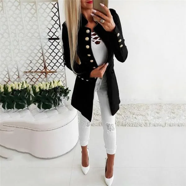 Fashion Simple Office Lady Lapel Suit Coat