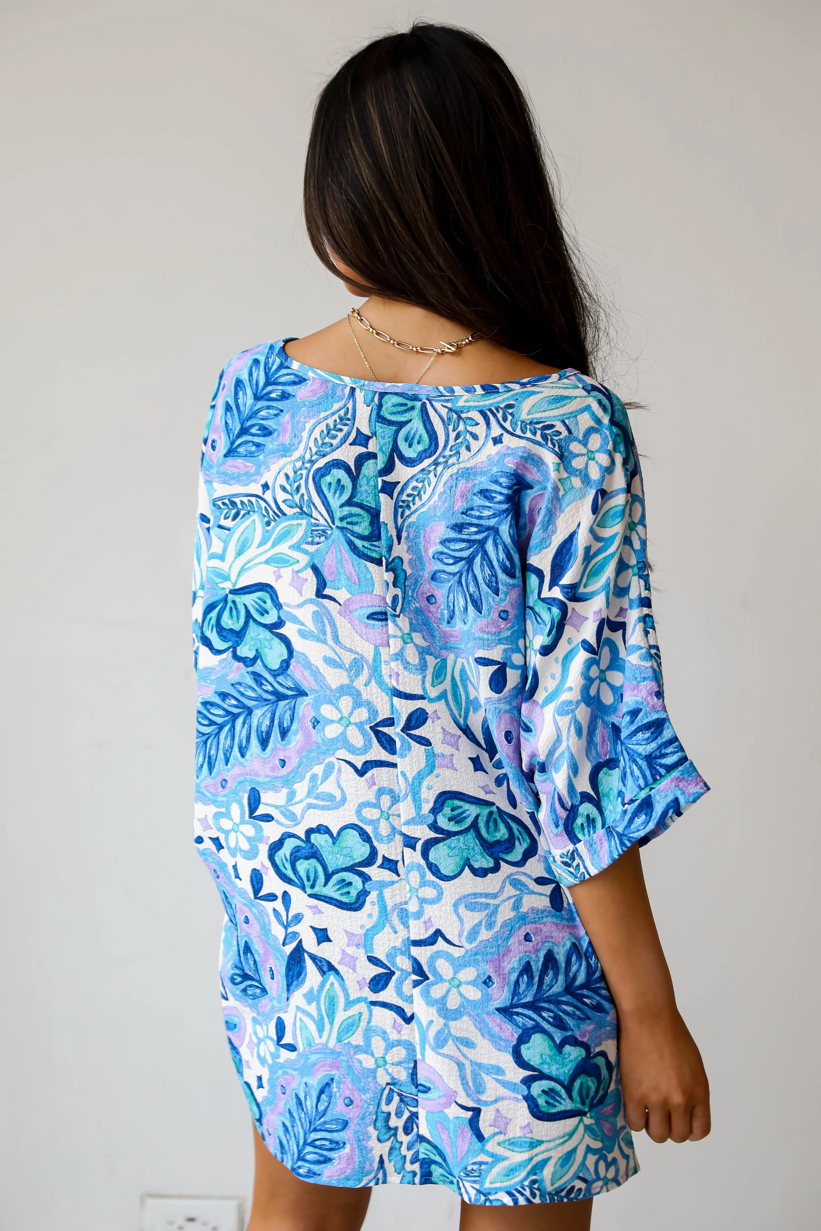 FINAL SALE - Adorable Obsession Blue Floral Blouse
