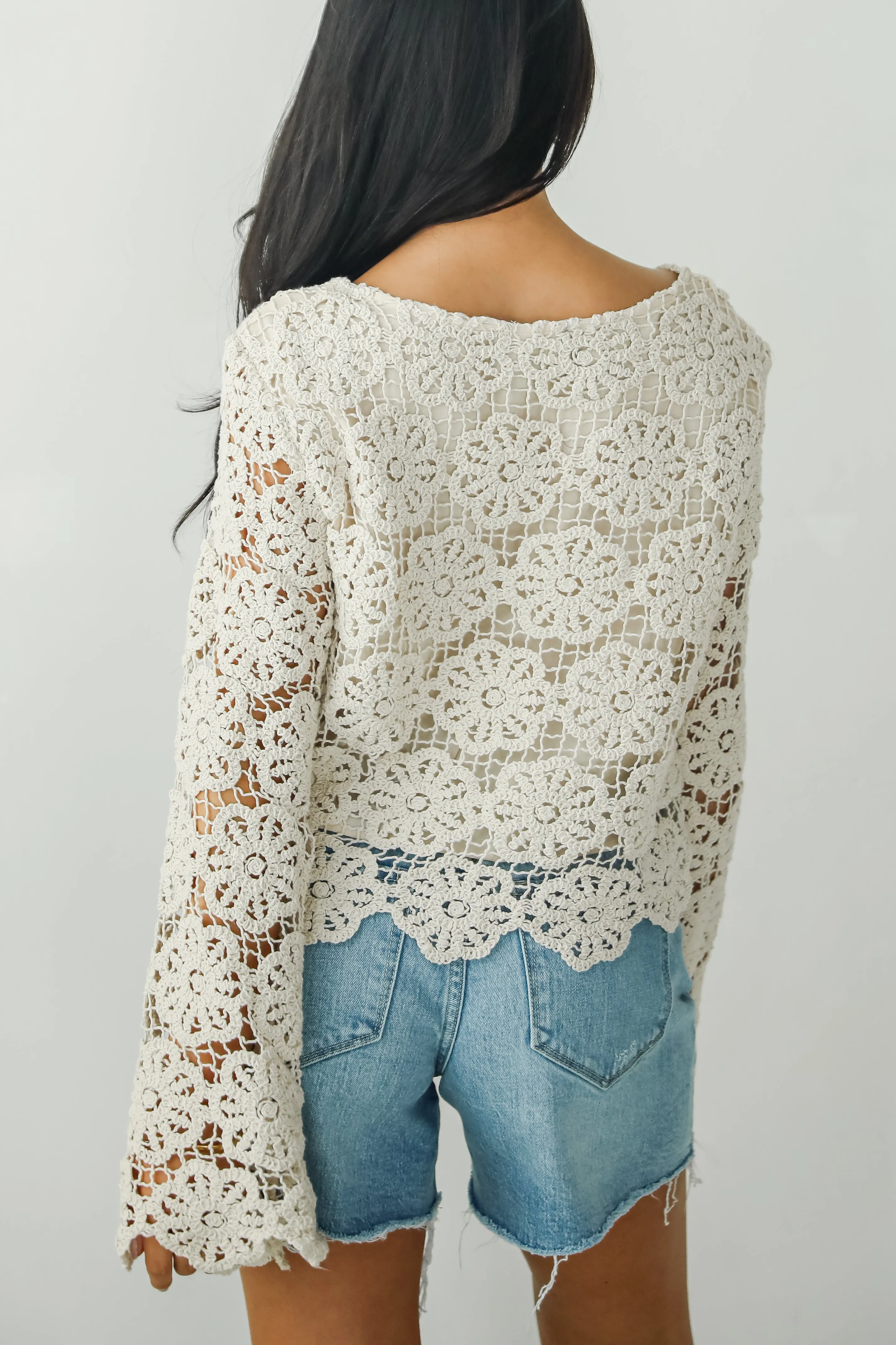 FINAL SALE - Captivating Grace Oatmeal Crochet Top