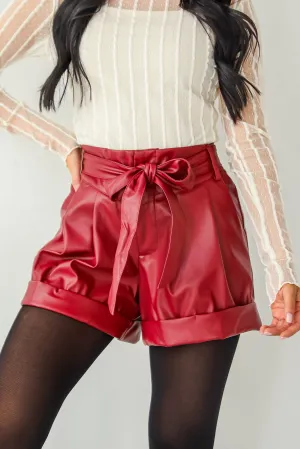 FINAL SALE - Casual Luxury Burgundy Leather Shorts