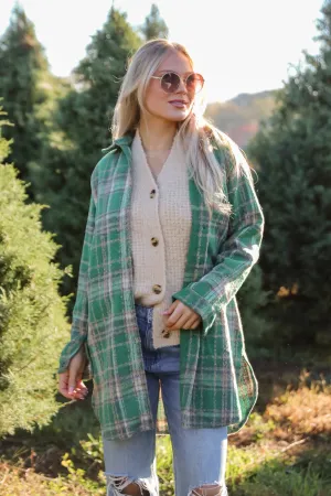 FINAL SALE - Cuddle Club Green Plaid Shacket