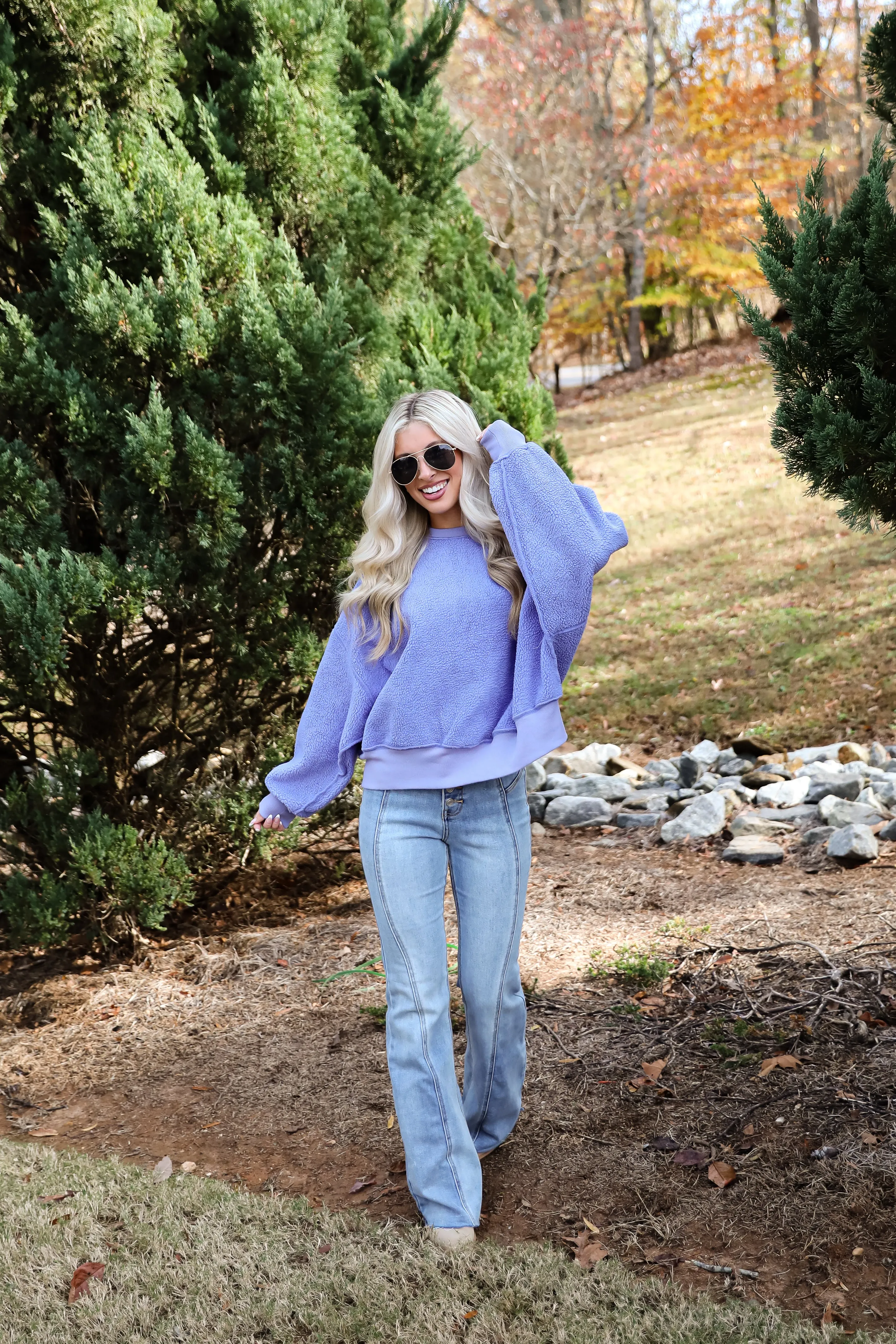 FINAL SALE - Cutest Consideration Periwinkle Sherpa Pullover