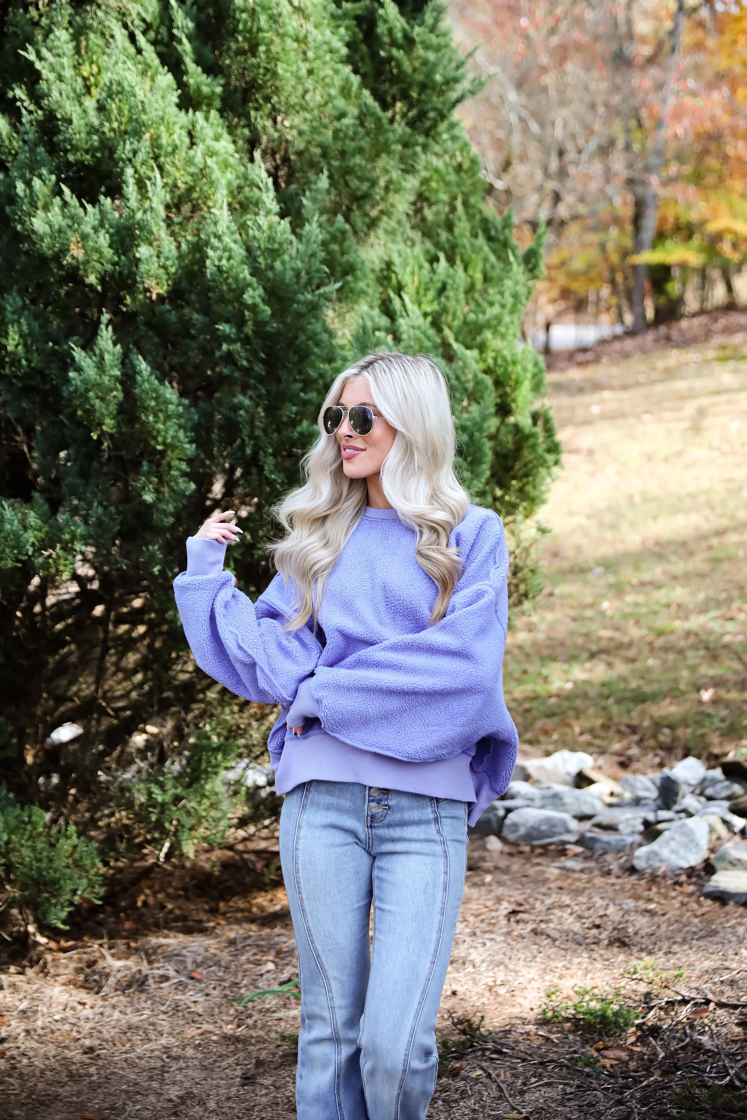 FINAL SALE - Cutest Consideration Periwinkle Sherpa Pullover
