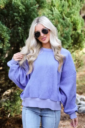 FINAL SALE - Cutest Consideration Periwinkle Sherpa Pullover