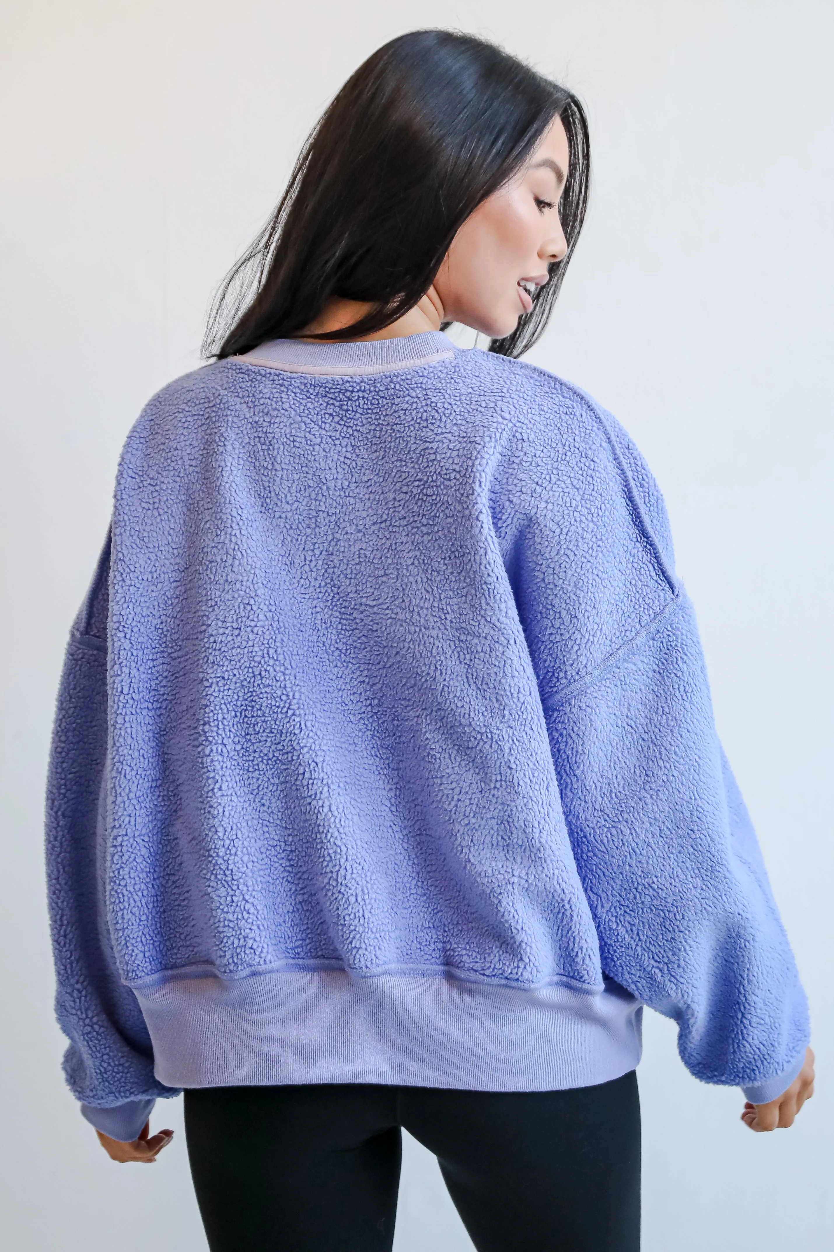 FINAL SALE - Cutest Consideration Periwinkle Sherpa Pullover