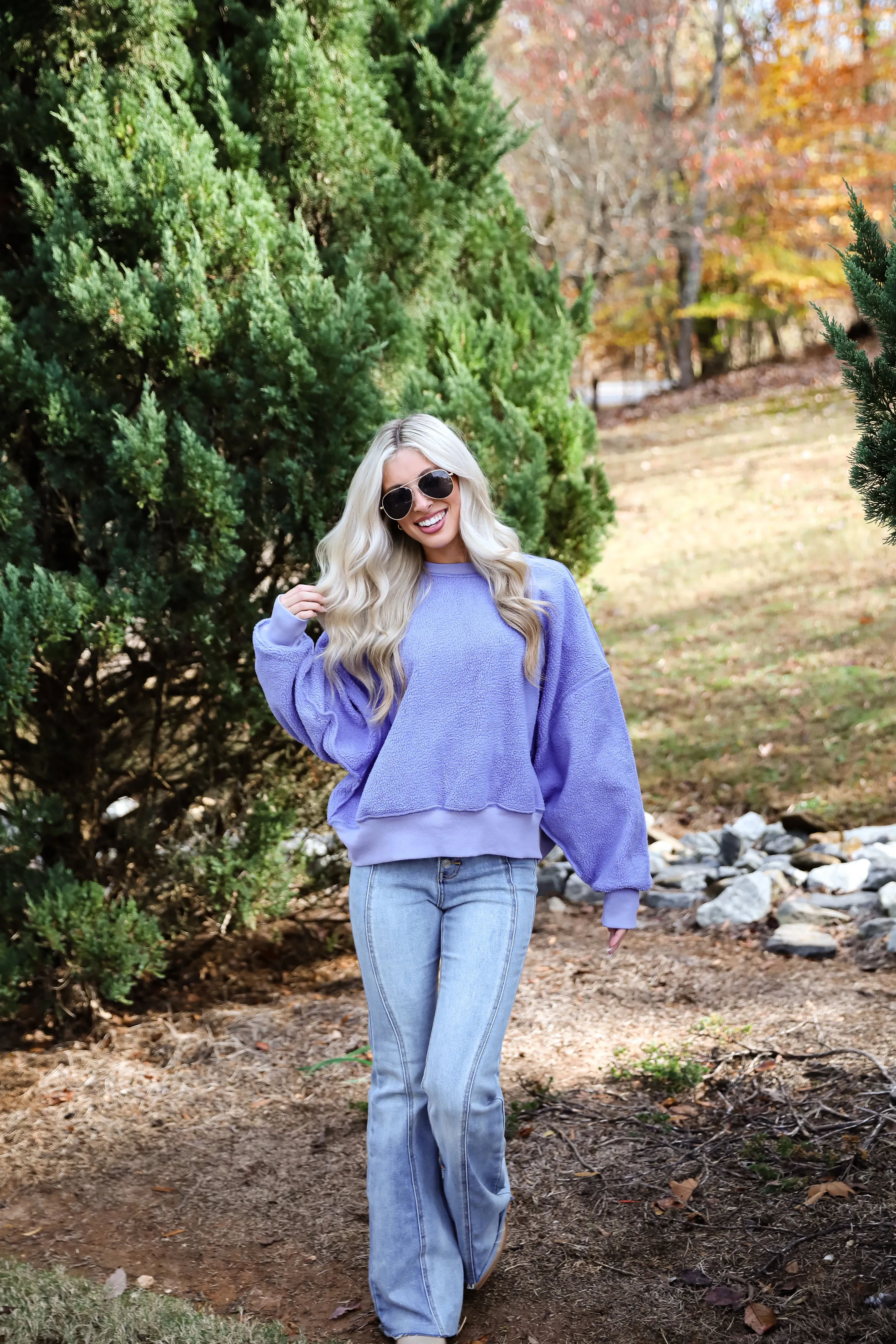 FINAL SALE - Cutest Consideration Periwinkle Sherpa Pullover