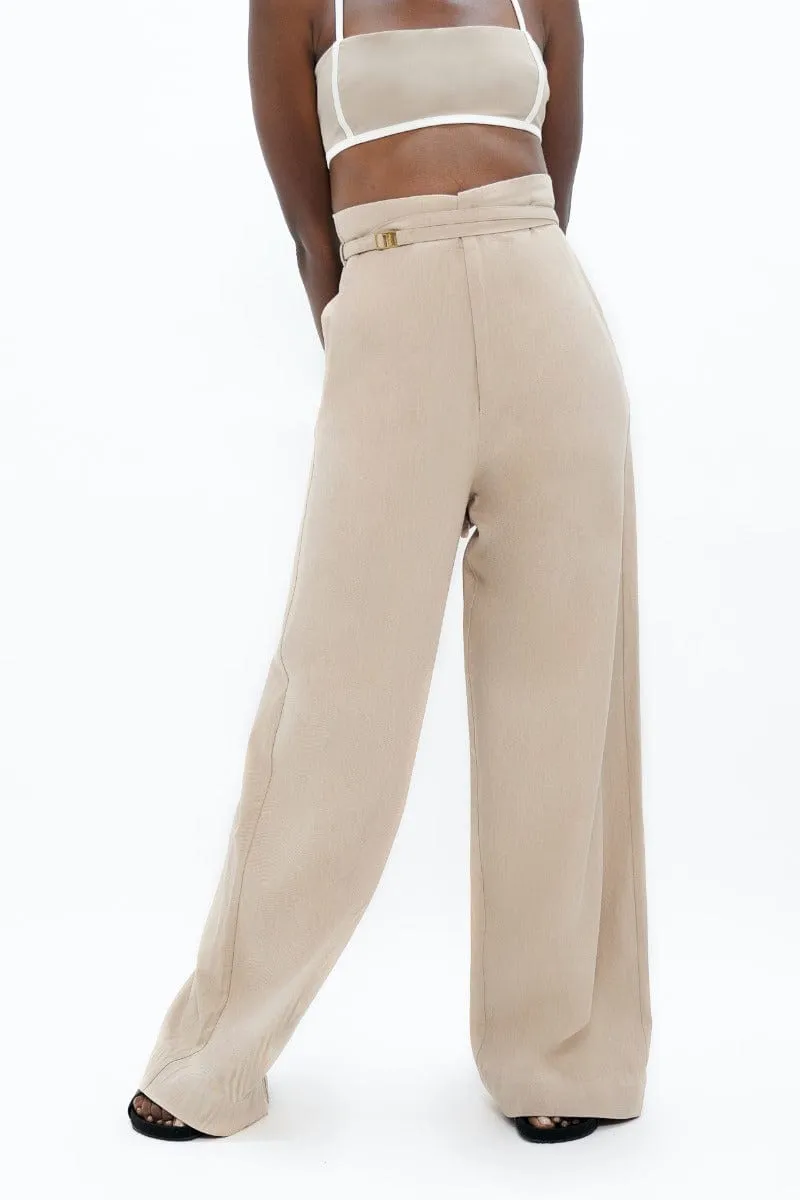 Florence Organic Cotton Wide Leg trousers | Sand