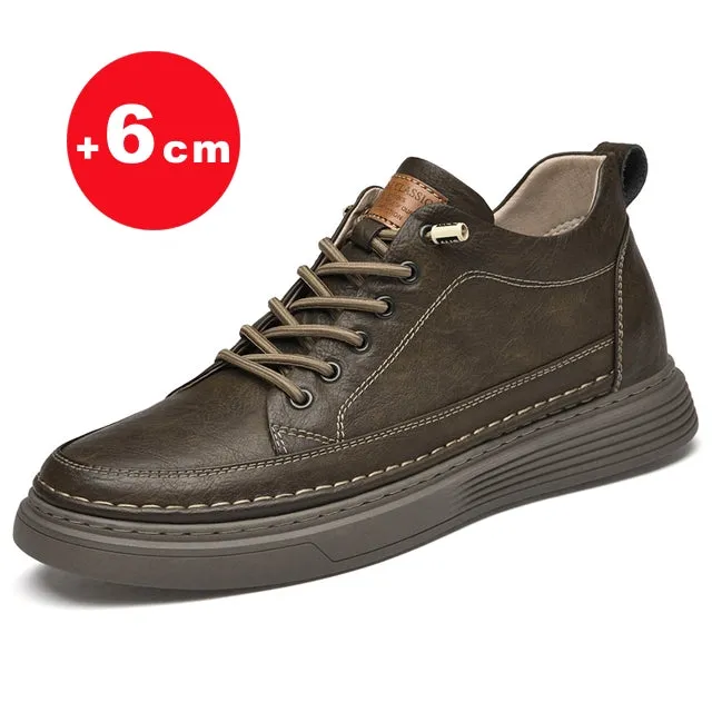 Genuine Leather Height Increase Men Sneakers Sport Shoes
