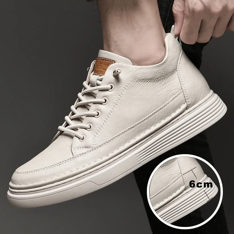 Genuine Leather Height Increase Men Sneakers Sport Shoes