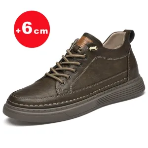 Genuine Leather Height Increase Men Sneakers Sport Shoes