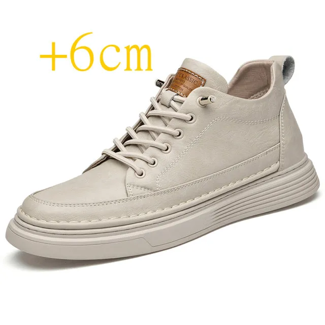 Genuine Leather Height Increase Men Sneakers Sport Shoes