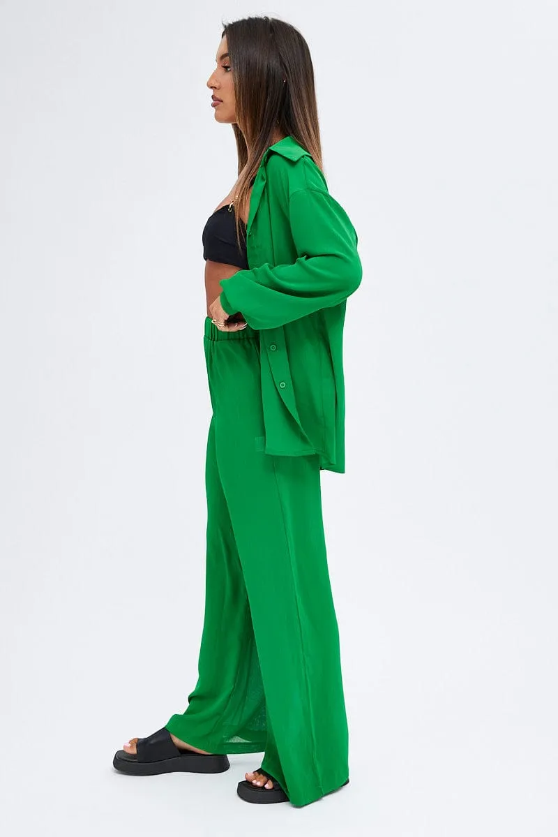 Green See-Through Beachwear Set
