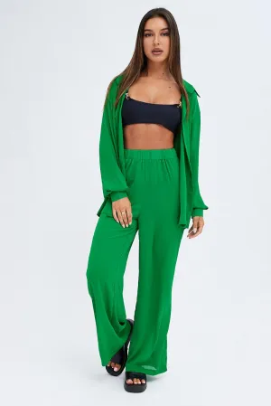 Green See-Through Beachwear Set