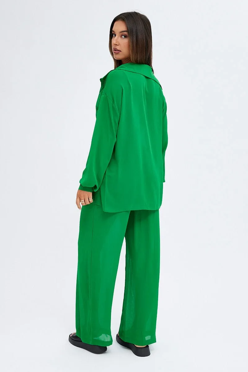 Green See-Through Beachwear Set