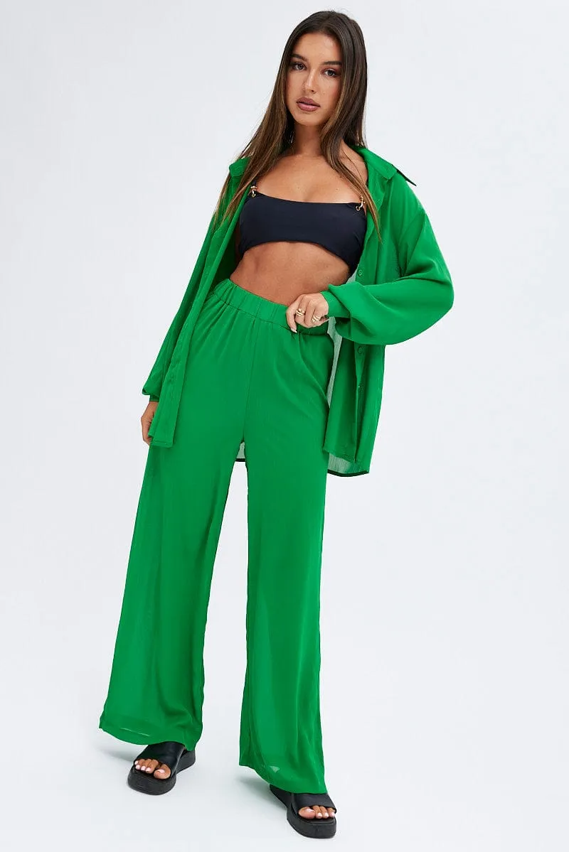 Green See-Through Beachwear Set