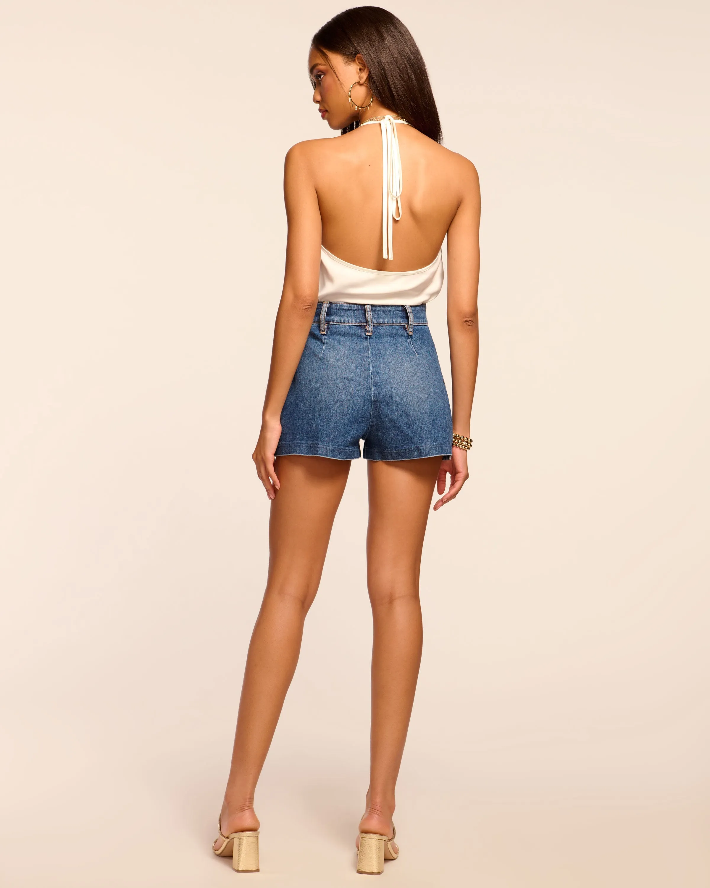 Hilary High Waisted Denim Mini Short