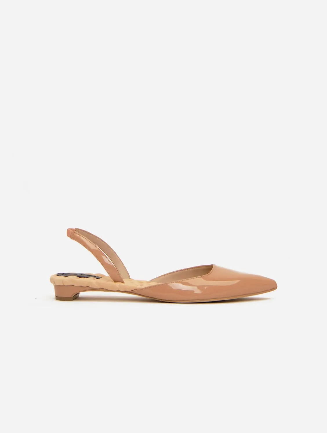 Jackie Vegan Leather Slingback Flats | Nude Patent