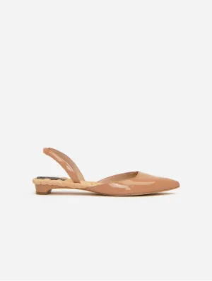 Jackie Vegan Leather Slingback Flats | Nude Patent