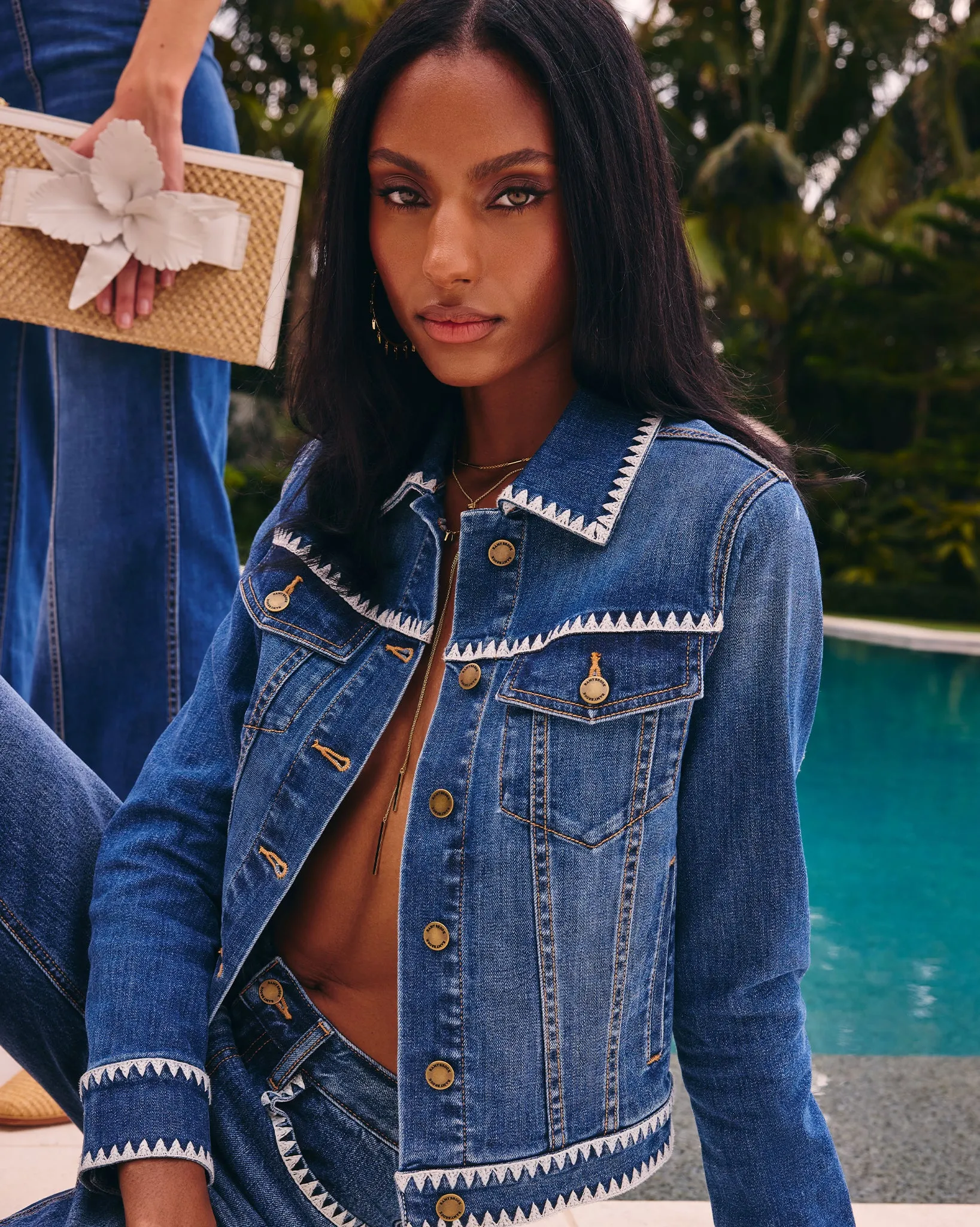 Kasey Crochet Denim Jacket