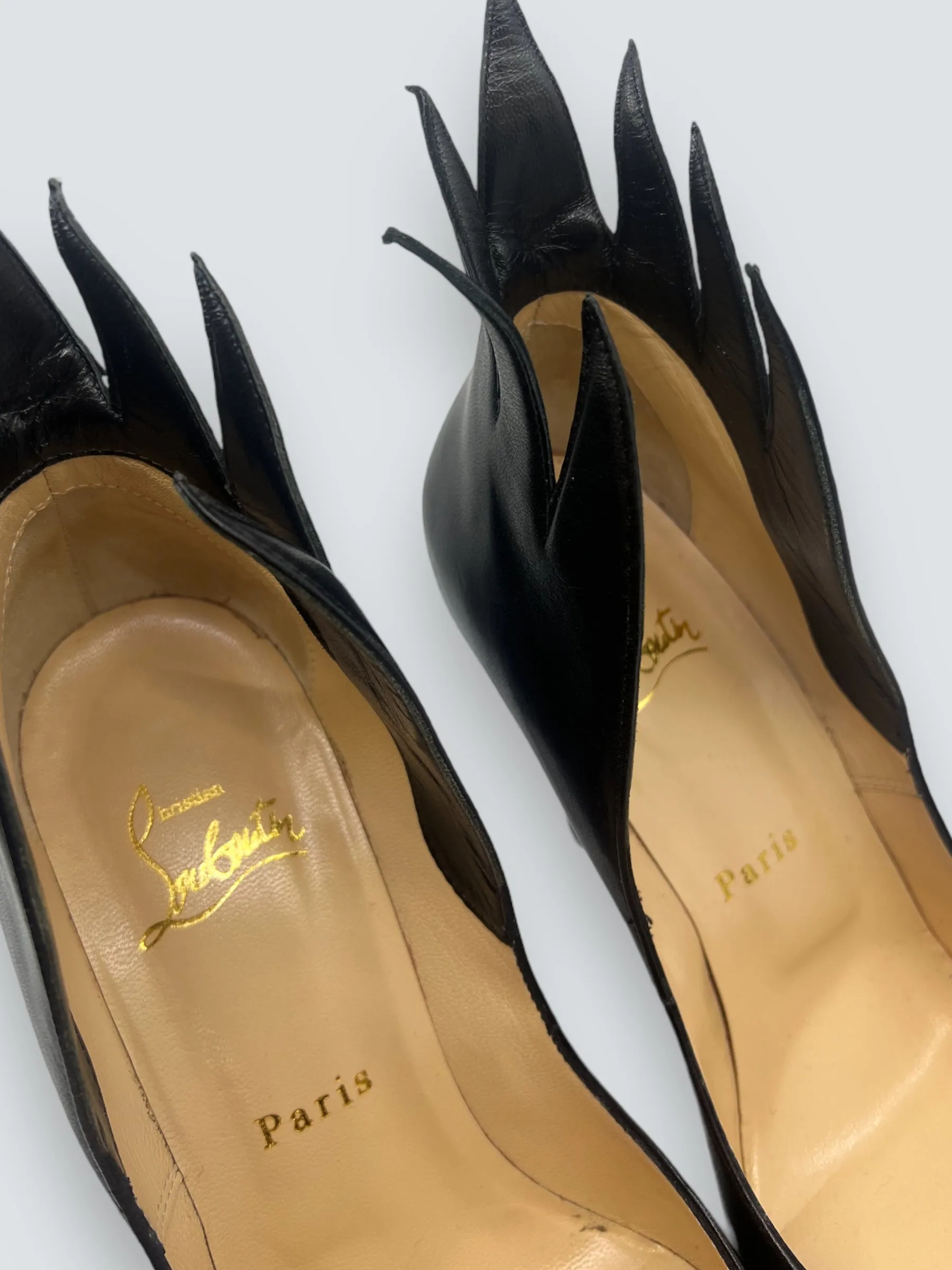 Louboutins Size 36.5 Victorina Flame 100  Black Shoes