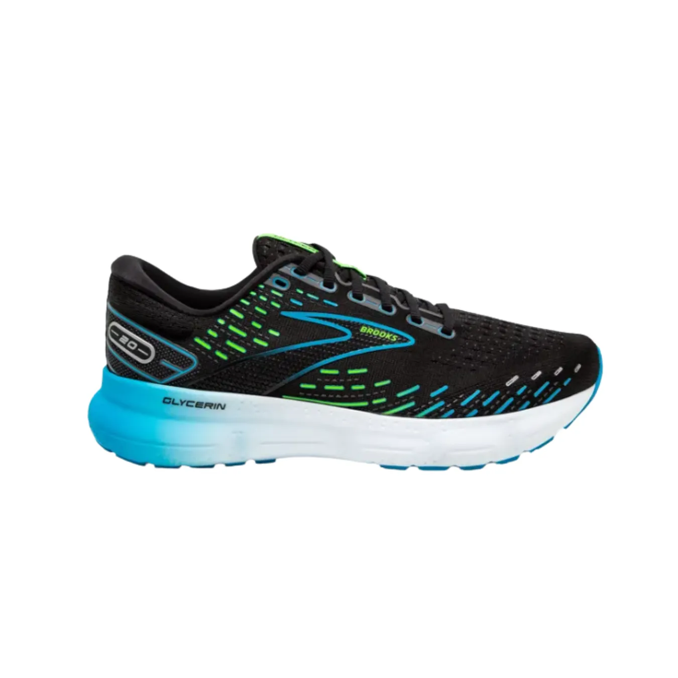 Men’s Glycerin 20 – Black/Hawaiian Ocean/Green (D Width)